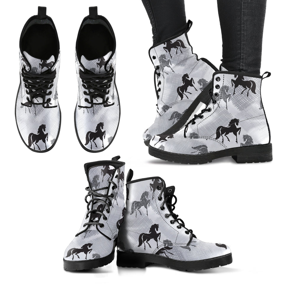 Horse Pattern Leather Boots