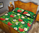 Strawberry Leaves Pattern Quilt Bed Set