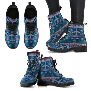 Airplane Sweater printed Pattern Leather Boots