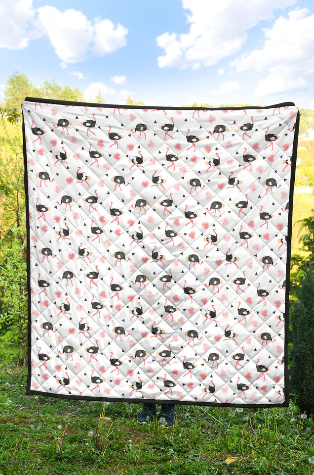 Ostrich Pattern Print Design 03 Premium Quilt