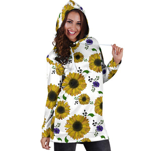 Sunflower Pattern Background Women Hoodie Dress