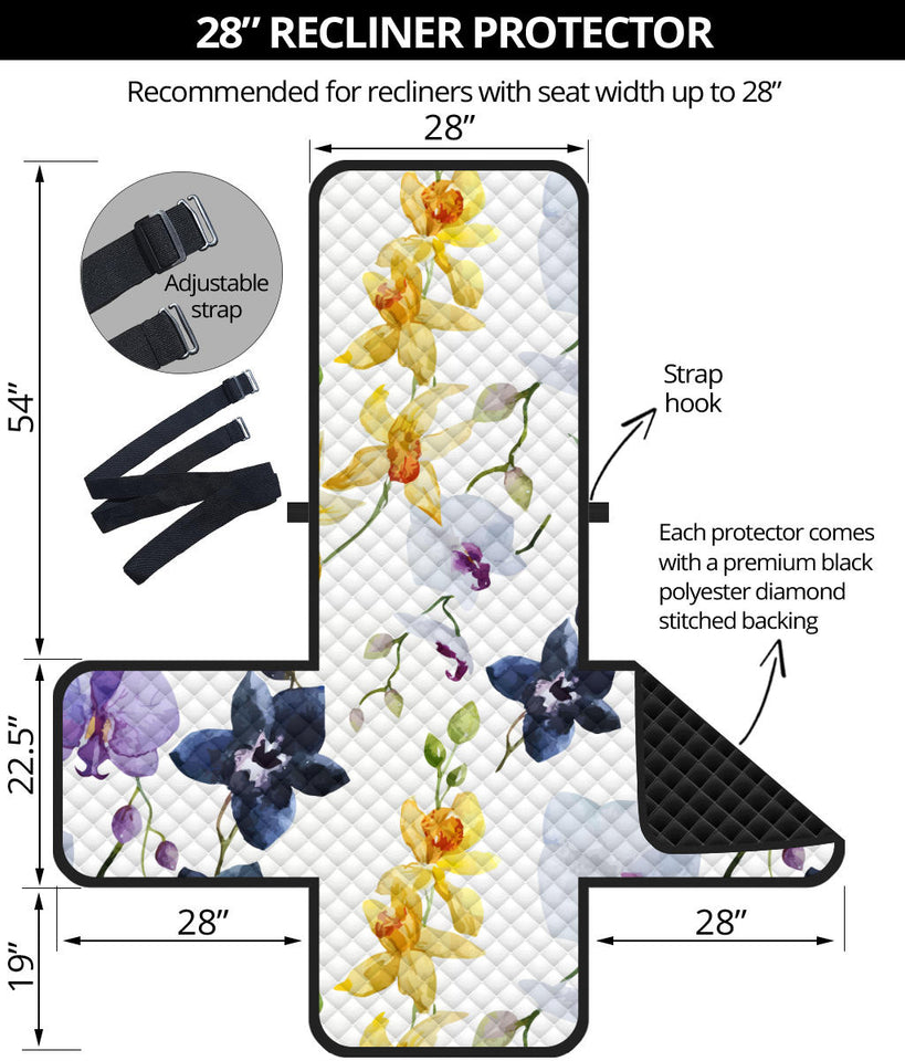 Orchid Pattern Background Recliner Cover Protector