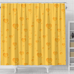 Cheese Heart Texture Pattern Shower Curtain Fulfilled In US
