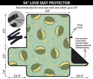 Durian Pattern Green Background Loveseat Couch Cover Protector