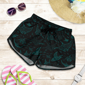 Stingray Pattern Print Design 02 Women Shorts