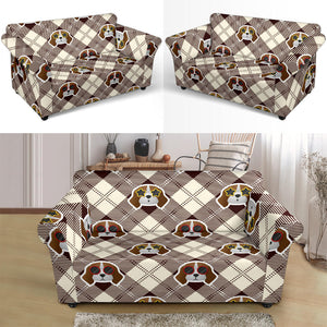 Beagle with Sunglass Pattern Loveseat Couch Slipcover