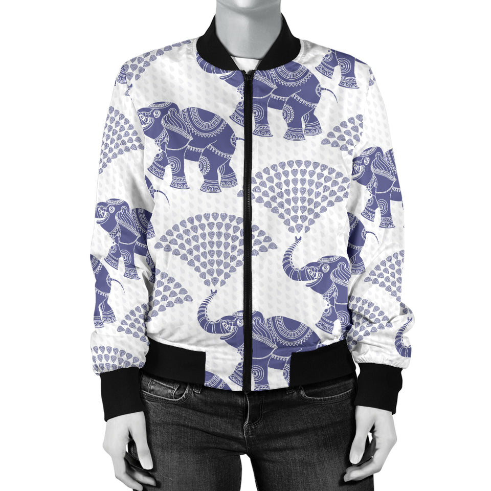 Elephant Pattern Background Women Bomber Jacket