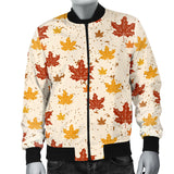 Red and Orange Maple Leaves Pattern Men Bomber Jacket