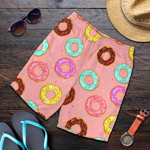 Donut Pattern Pink Background Men Shorts