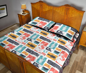 Guitar Pattern Background Quilt Bed Set