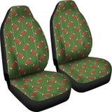American Football Ball Pattern Green Background Universal Fit Car Seat Covers
