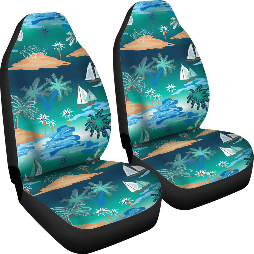 Sailboat Water Color Pattern Universal Fit Car Seat Covers