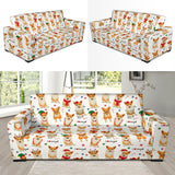 Christmas Corgi Pattern Background Sofa Slipcover