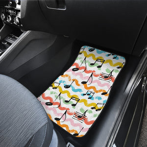 Music Notes Pattern Print Design 01 Front and Back Car Mats