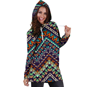 Zigzag African Afro Dashiki Adinkra Kente Women Hoodie Dress