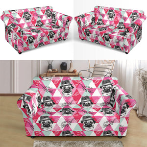 Pug Pattern Loveseat Couch Slipcover