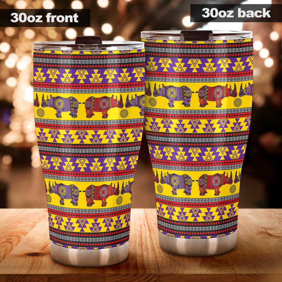 Rhino African Afro Dashiki Adinkra Kente Ethnic Motifs Tumbler