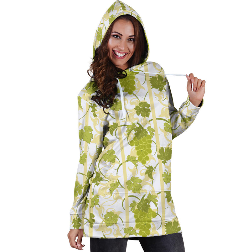 Grape Pattern Background Women Hoodie Dress