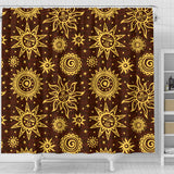 Hand Drawn Sun Pattern Shower Curtain Fulfilled In US
