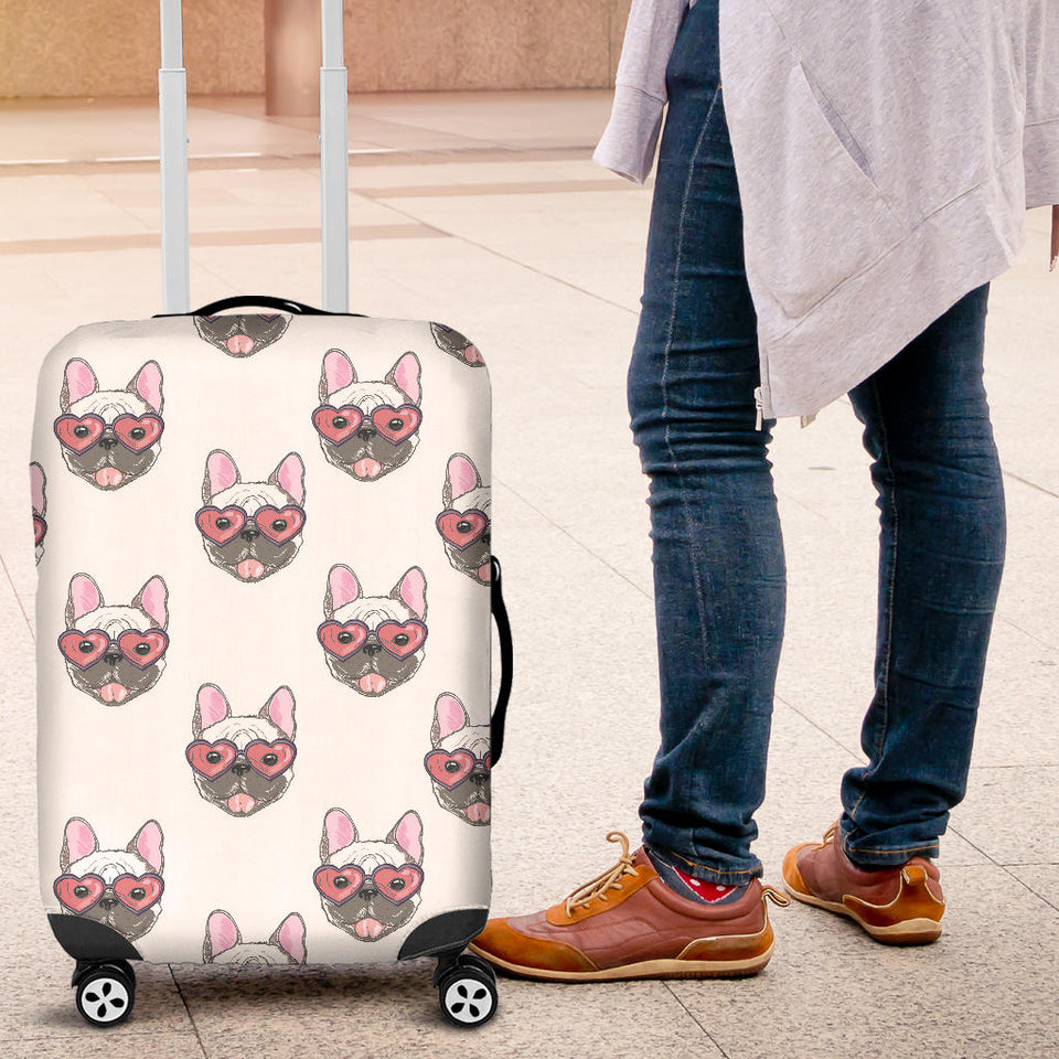 French Bulldog Heart Sunglass Pattern Luggage Covers