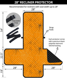Cobweb Spider Web Pattern Orange Background Recliner Cover Protector