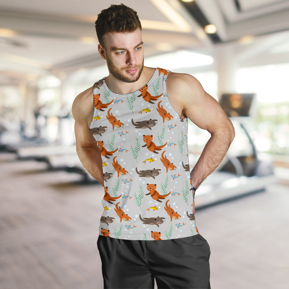 Swimming Fish Otter Pattern Men Tank Top