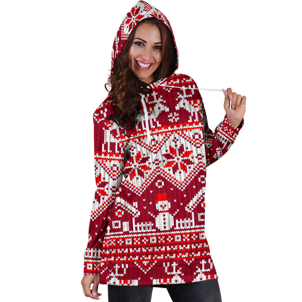 Snowman Sweater Printed Pattern Women Hoodie Dress