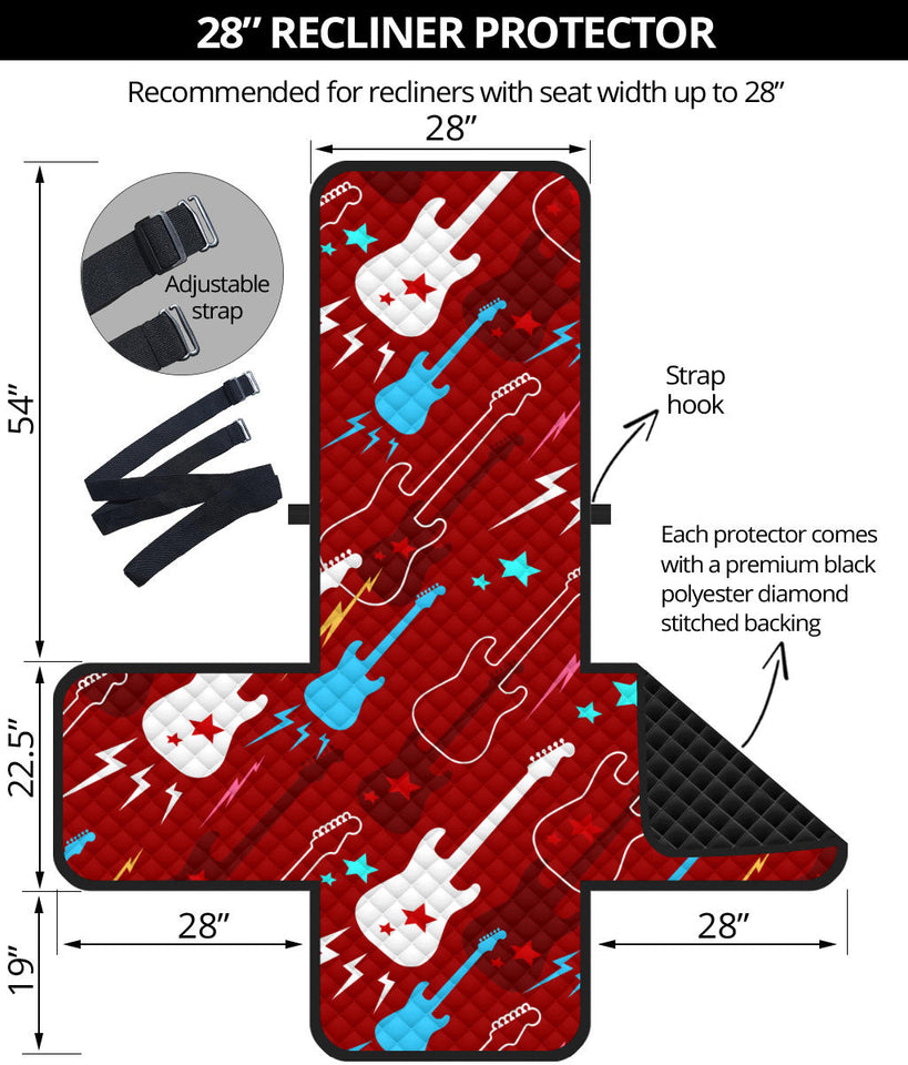 Electical Guitar Red Pattern Recliner Cover Protector