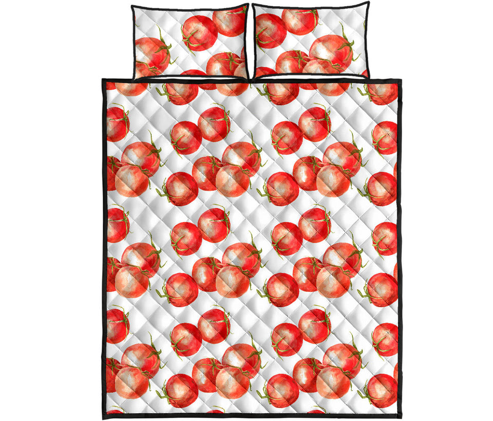 Tomato Water Color Pattern Quilt Bed Set