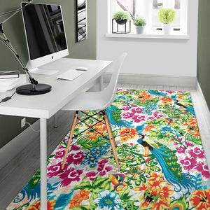 Colorful Peacock Pattern Area Rug