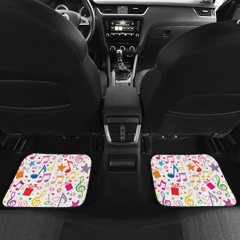 Music Notes Pattern Print Design 04 Front and Back Car Mats