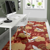 Japanese Crane Theme Pattern Area Rug