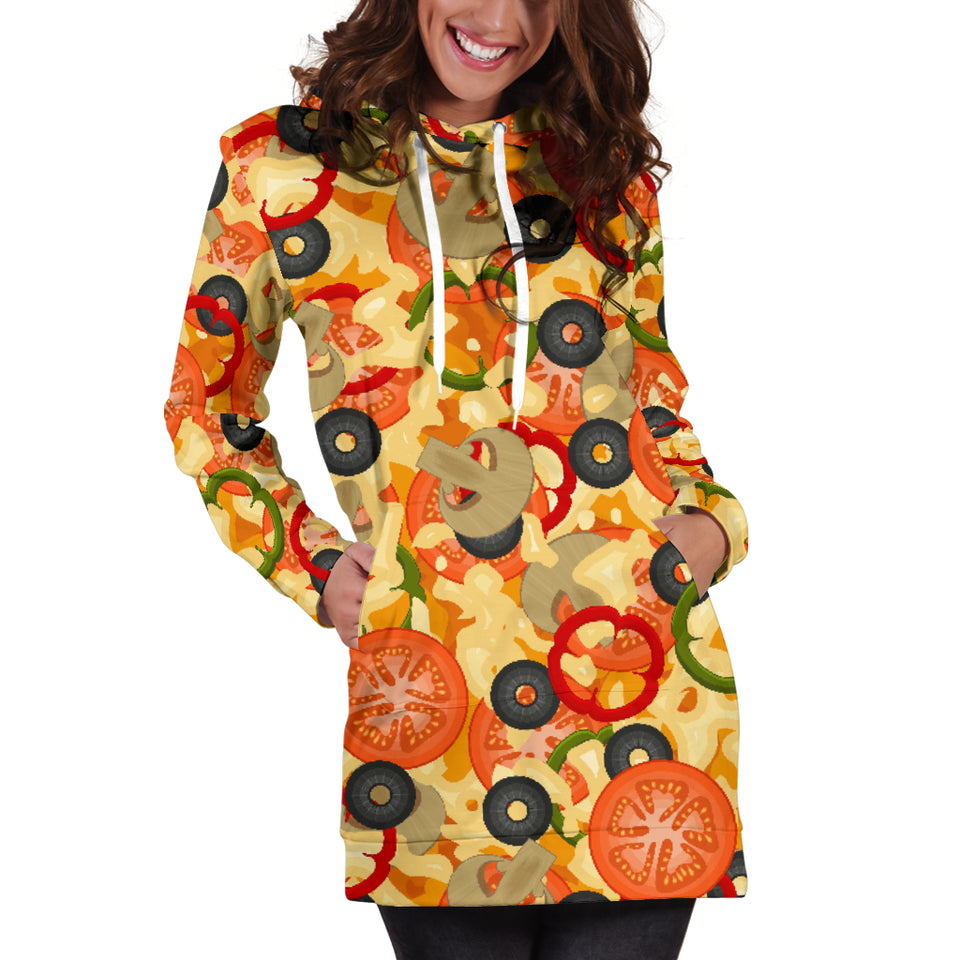 Pizza Texture Pattern Women Hoodie Dress