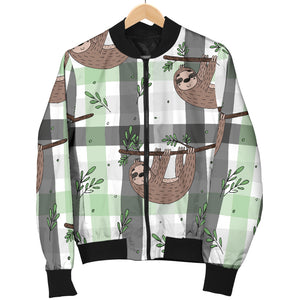 Sloth Pattern Stripe Background Men Bomber Jacket