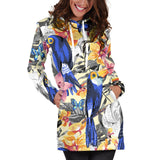 Toucan Leaves Flower Pattern Women Hoodie Dress