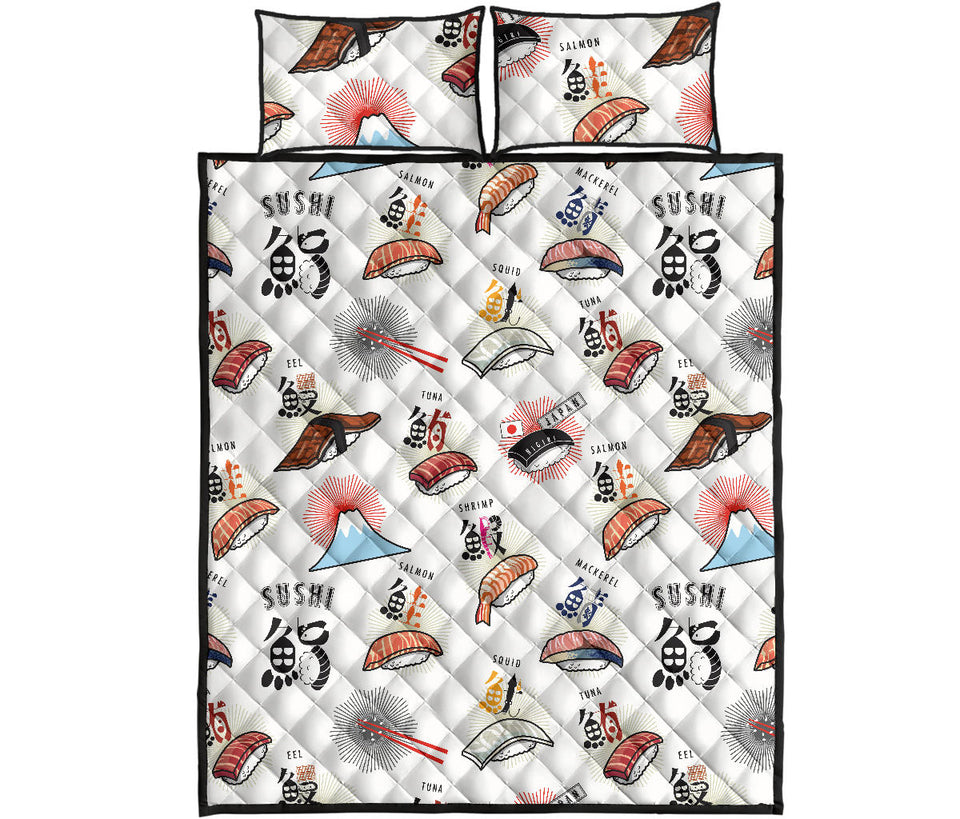 Sushi Japanese Pattern Quilt Bed Set