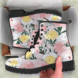 Swan Flower Pattern Leather Boots