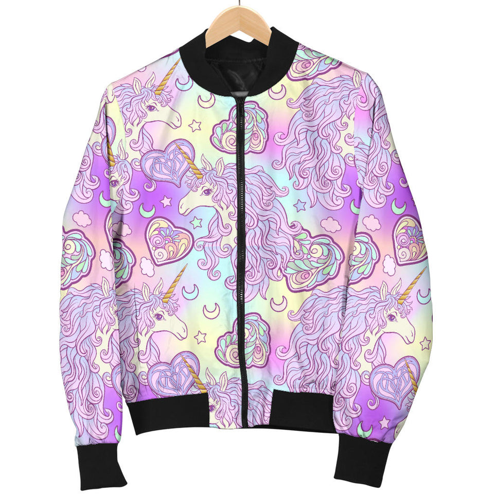 Unicorn Heart Pattern Men Bomber Jacket