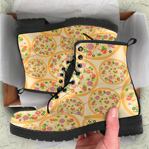 Pizza Theme Pattern Leather Boots