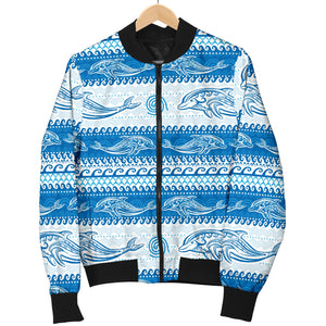 Dolphin Tribal Pattern background Men Bomber Jacket