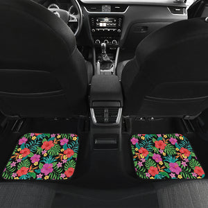 Hibiscus Pattern Print Design 01 Front and Back Car Mats