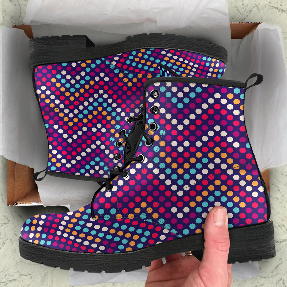 Zigzag Chevron Pokka Dot Aboriginal Pattern Leather Boots