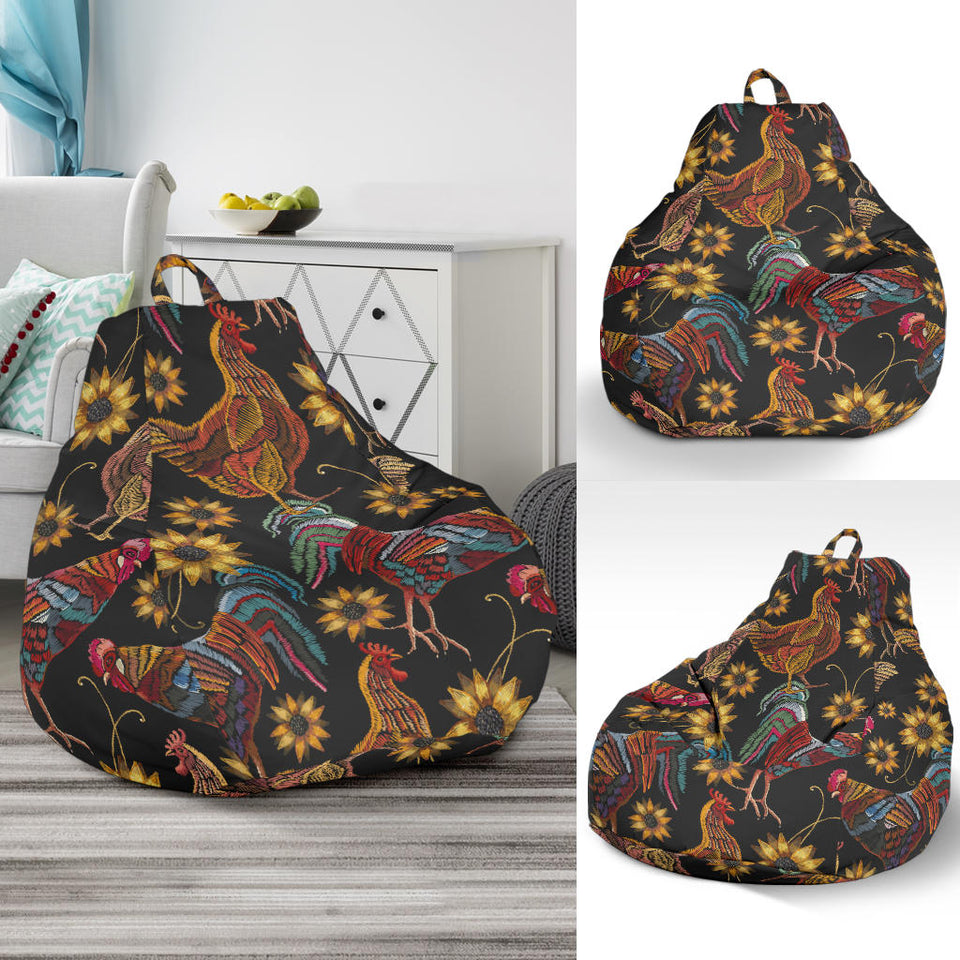 Rooster Chicken Flower Pattern Bean Bag Cover