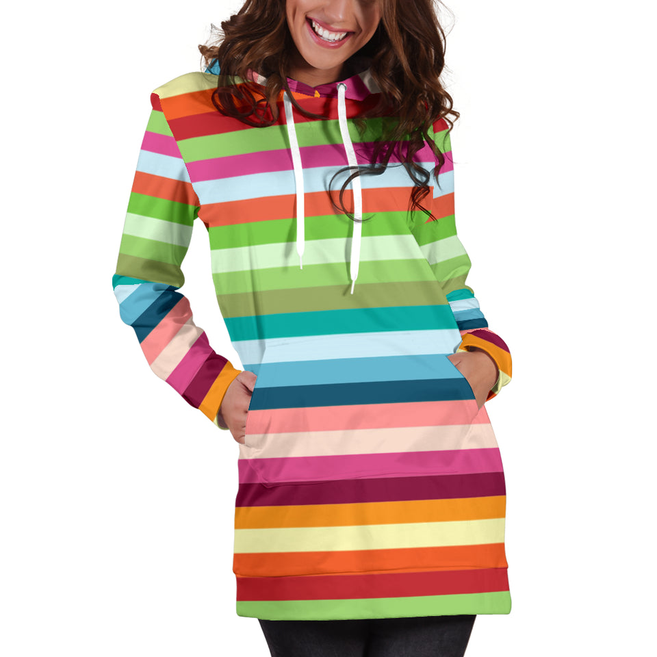 Rainbow Pattern Women Hoodie Dress