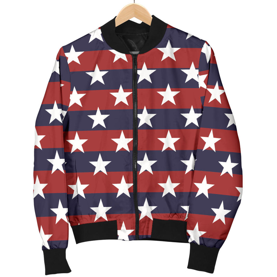 USA Star Pattern Background Women Bomber Jacket