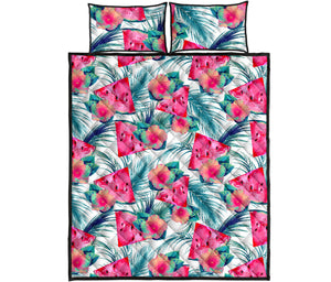 Watermelon Flower Pattern Quilt Bed Set