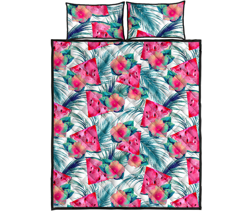 Watermelon Flower Pattern Quilt Bed Set