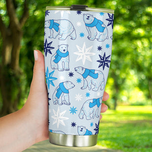 Polar Bear Pattern Blue Background Tumbler