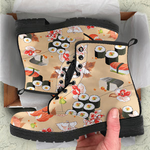 Sushi Pattern Leather Boots