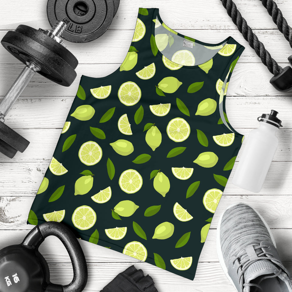 Lime Leaves Pattern Men Tank Top